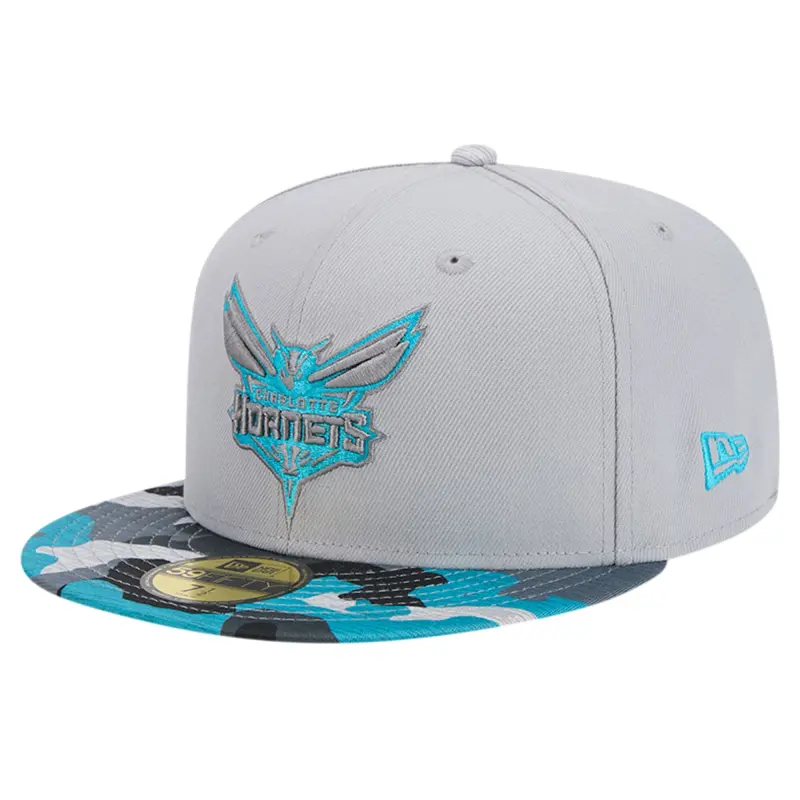 men8217s charlotte hornets new era gray active color camo visor 59fifty fitted hat