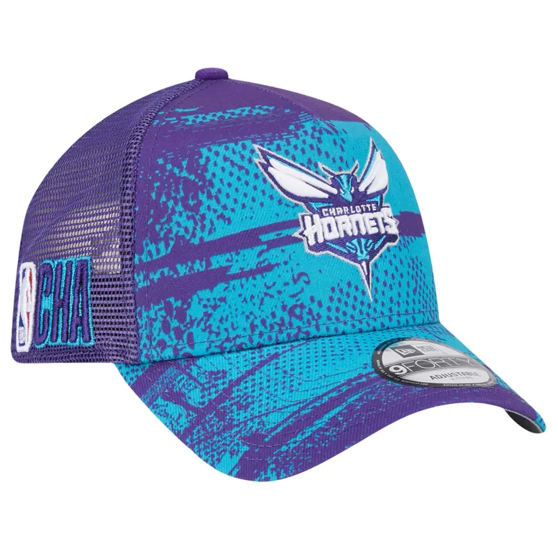 men8217s charlotte hornets new era purpleteal tip off a-frame trucker 9forty adjustable hat