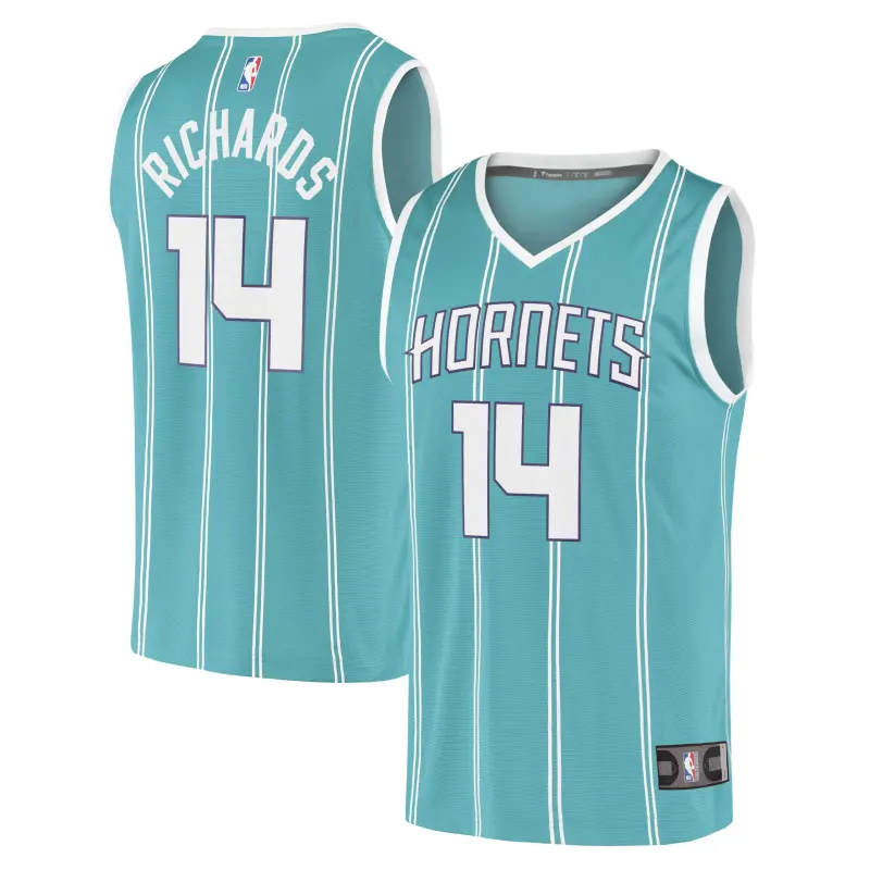 men8217s charlotte hornets nick richards fanatics teal fast break replica jersey - icon edition