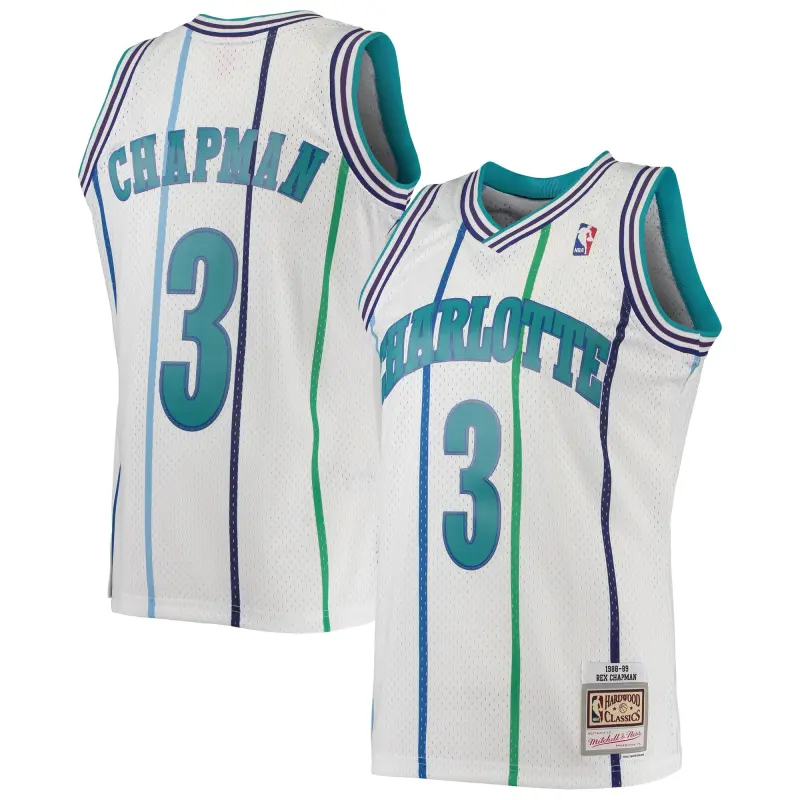 men8217s charlotte hornets rex chapman mitchell amp ness white 198889 hardwood classics swingman jersey