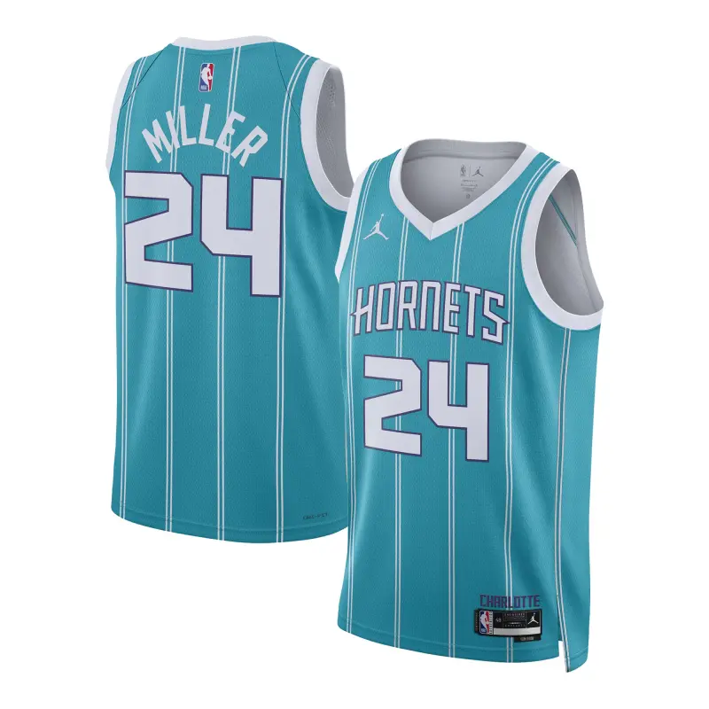 unisex charlotte hornets brandon miller nike teal nba draft swingman jersey - icon edition
