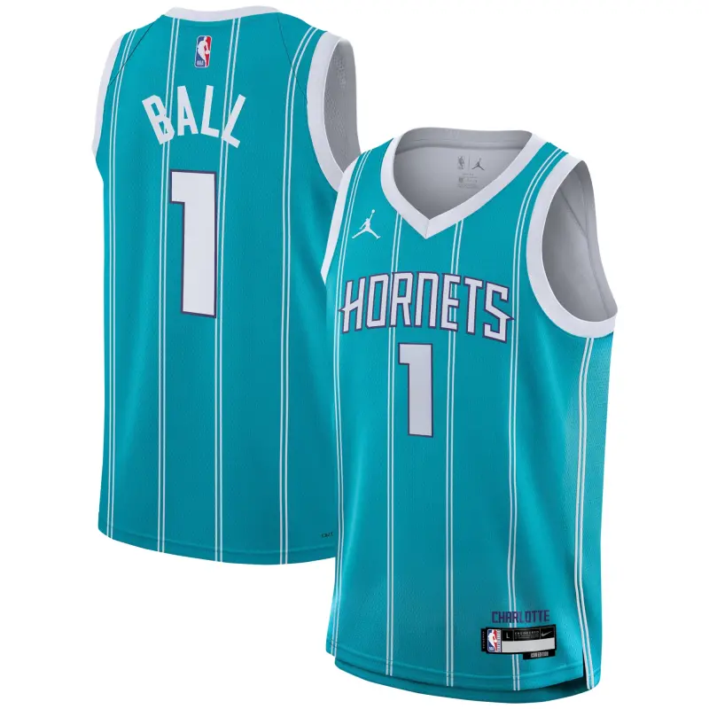 youth charlotte hornets lamelo ball nike teal swingman jersey - icon edition