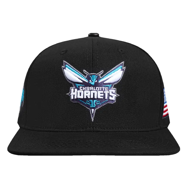 nba charlotte hornets usa wordmark wool snapback hat black