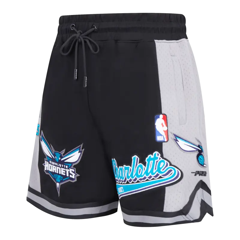 nba charlotte hornets script tail mens double knit 2.0 short blackgray