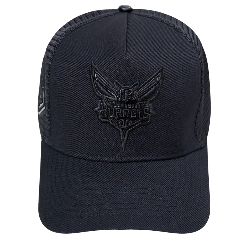 nba charlotte hornets black out classic pinch front trucker black