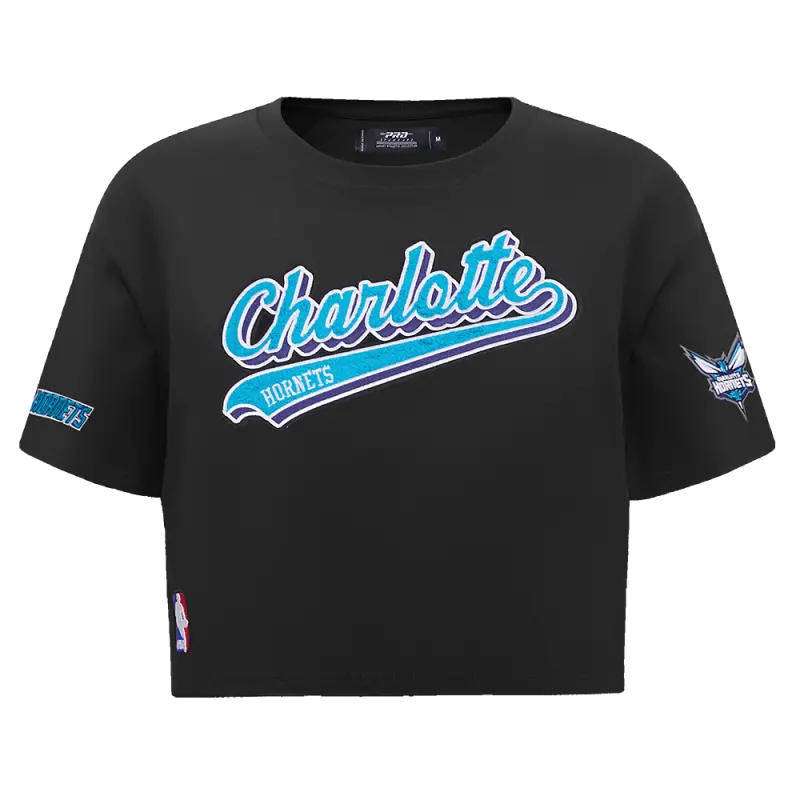 nba charlotte hornets script tail womens single jersey boxy tee black